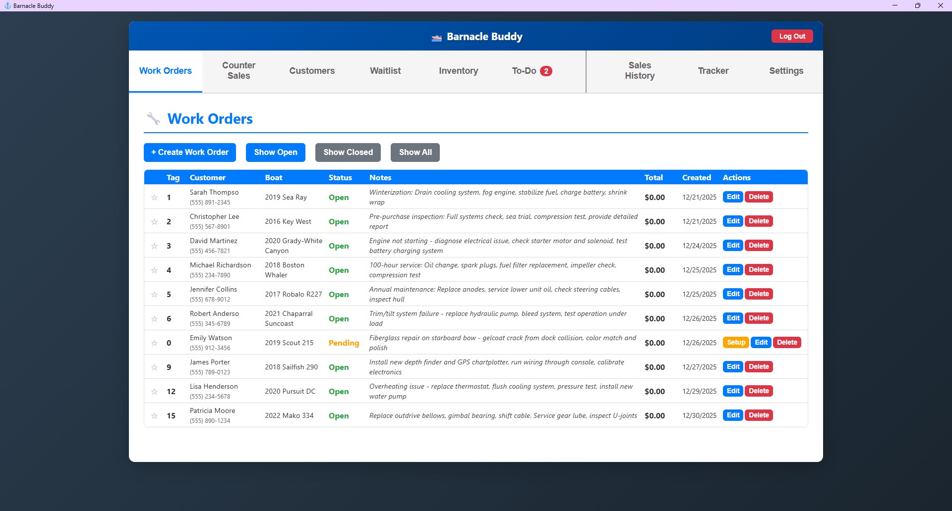 Barnacle Buddy Dashboard